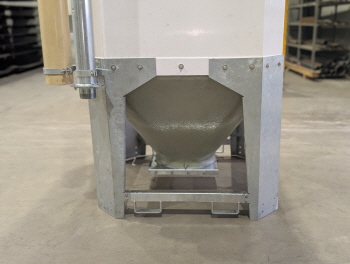 compact fiberglass feed silo discharge hopper and galvanized support frame