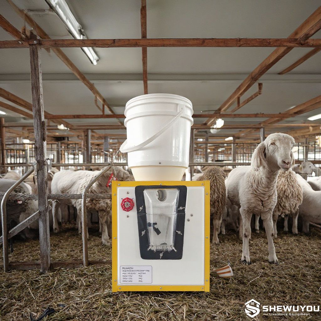 automatic lamb milk feeding machine installed in sheep barn