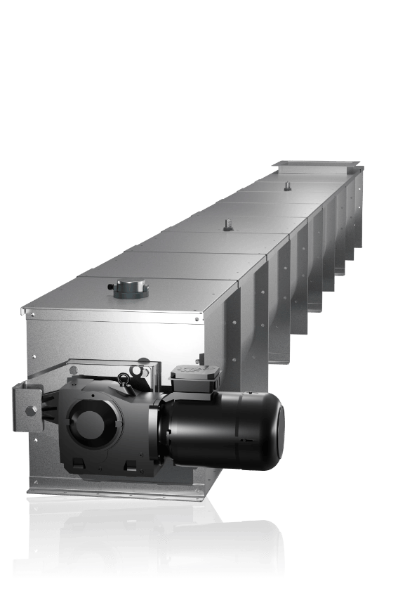 channel screw feed conveyor with covered trough
