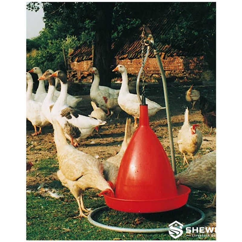 goose bell drinker installed in poultry yard