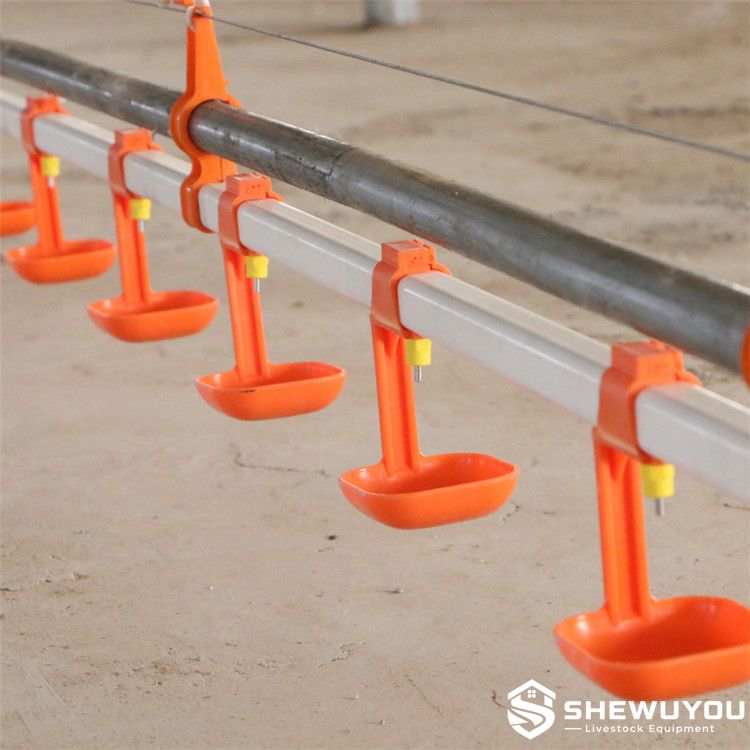 poultry drinking line suspension clips installed with nipple drinkers