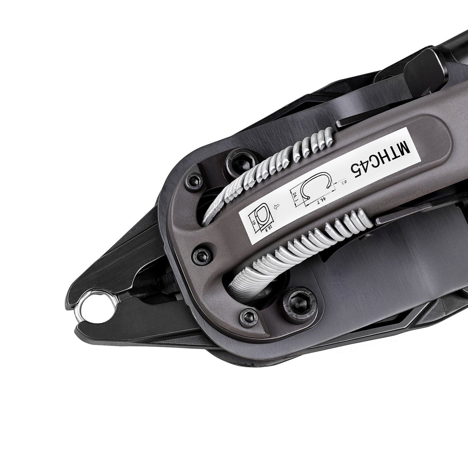 Manual poultry cage hog ring pliers jaw detail