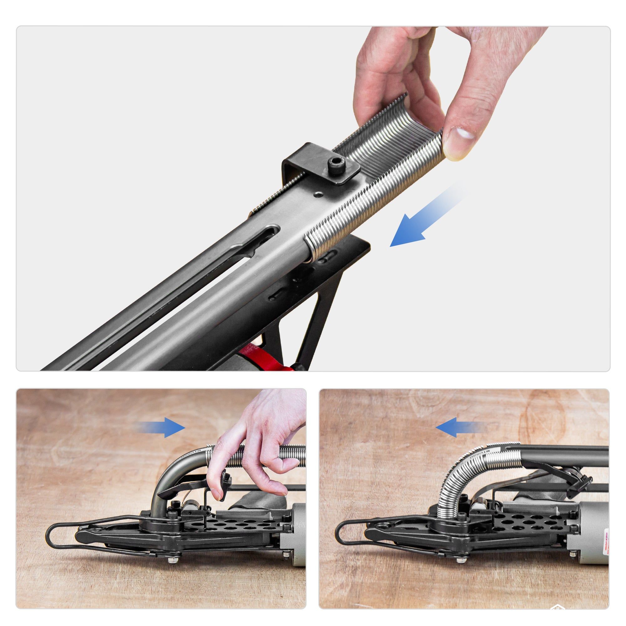 Pneumatic cage ring gun hog ring loading procedure