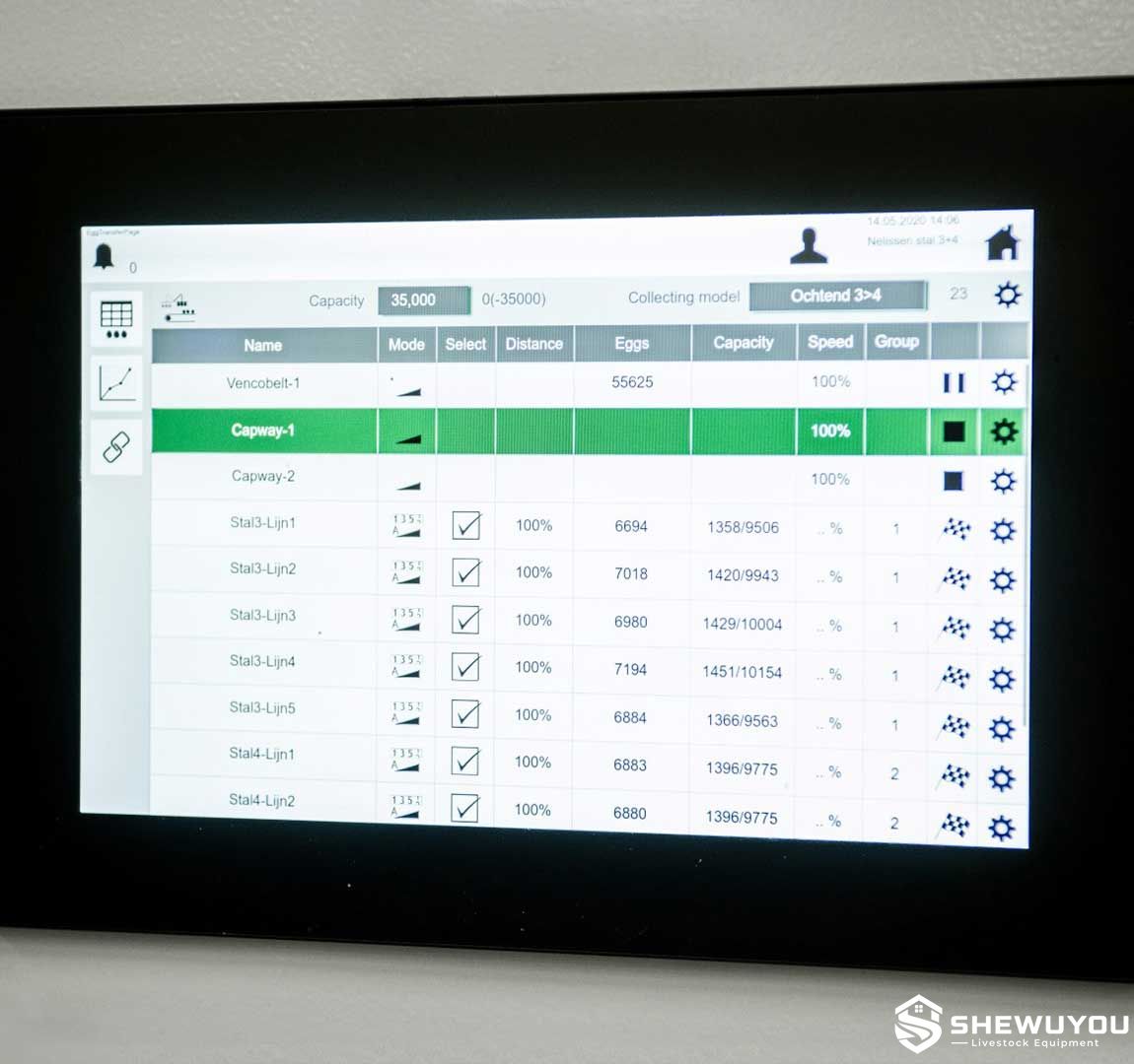 automatic egg collection control system interface